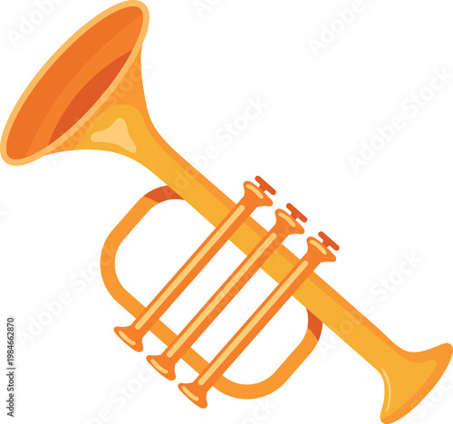 Elegant golden trumpet wind instrument for festive musical celebrations vector