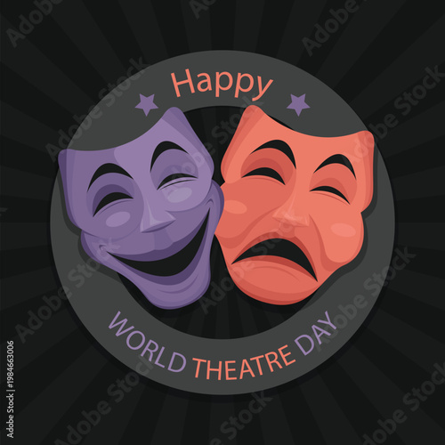 Happy and sad theater face masks for entertainment design vector