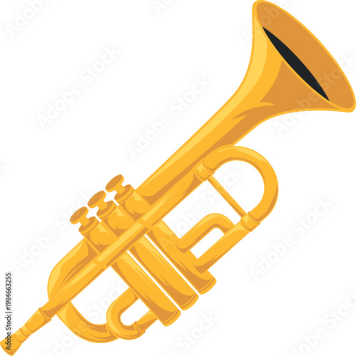 Musical horn instrument trumpet icon for school band posters vector