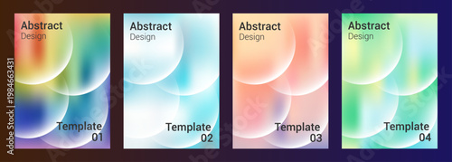 Abstract Color Gradient Background Set with Soft Blended Shapes, Minimal Fluid Pastel Design Templates Collection