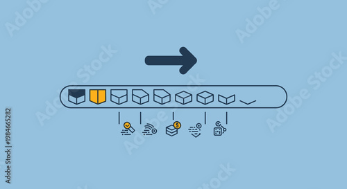 Flat minimalist illustration of blockchain transaction