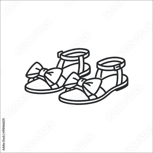 Bow Ankle Strap Sandals Line Icon Vector Outline