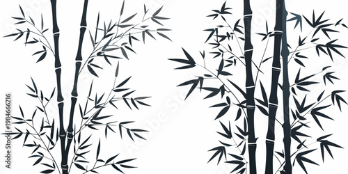 Elegant bamboo stalks and leaves depicted in a minimalist style