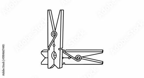 Two clothes pins clipped together, one vertically, one horizontally