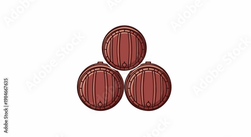 Three stacked wooden barrels, a classic shape for storage
