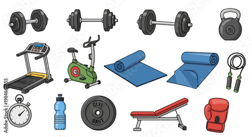 Gym and Fitness Equipment Illustration Collection