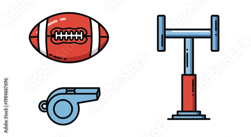 American Football Equipment Vector Icon Set