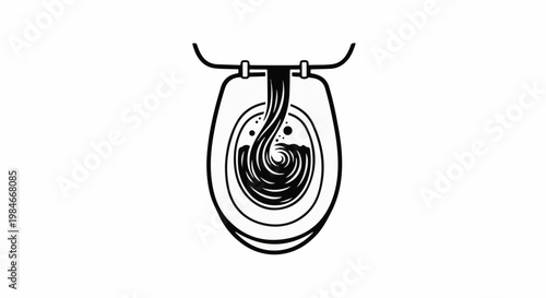 Swirling water plunges into a toilet bowl, creating a dynamic vortex effect