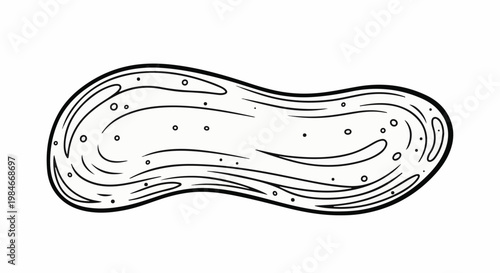 Stylized outline of a amoeba or cell with internal flowing lines and dots