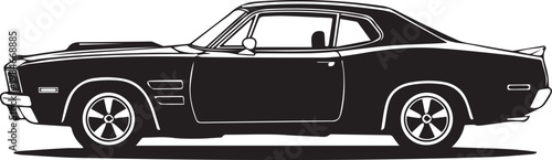 Classic black coupe car with vintage design and distinctive chrome accents