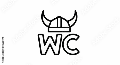 Stylized Viking helmet icon with WC text below