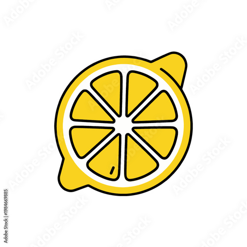Lemon Slice Flat Icon with Segmented Citrus Design