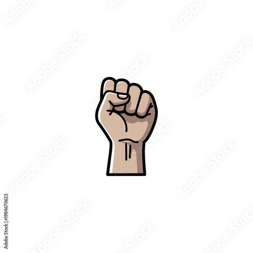 Raised Fist Cartoon Hand Gesture.