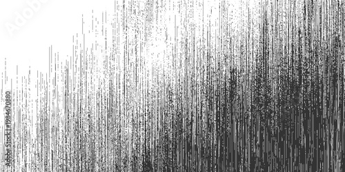 Dense vertical black lines and dots forming a gradient from white to dark gray abstract pattern texture