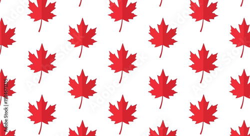 Red maple leaf pattern on white.