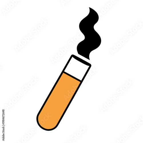 Smoking Cigarette Flat Icon with Smoke Trail