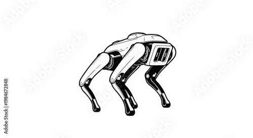 Stylized robotic quadrupedal machine with sleek contours
