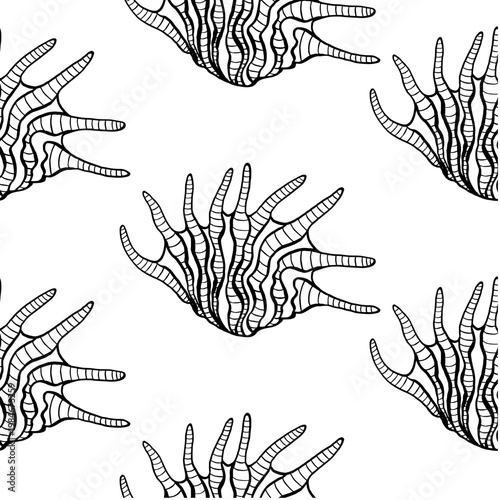 Seamless vector pattern with large conch seashells. Marine design. Summer ocean pattern for textile, wallpaper, fabric and interior design.