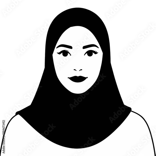 Woman Wearing Hijab Flat Icon Minimalist Design
