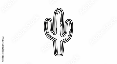 Stylized outline of a tri-armed cactus with internal contour lines