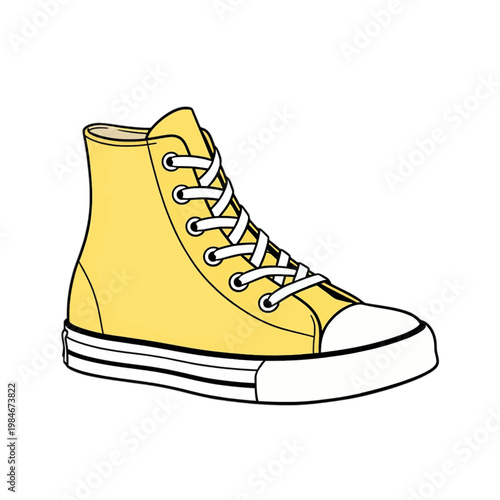 Yellow High Top Sneaker Icon with White Laces