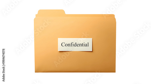Confidential folder with label isolated on transparent background data privacy office file