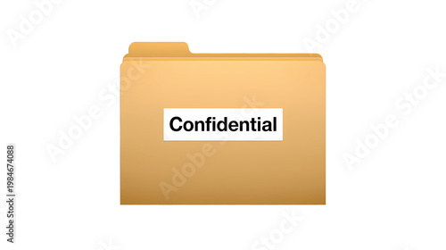 Closed office folder labeled confidential isolated transparent background secure document storage