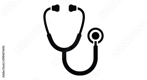 A simple black graphic depicts a stethoscope an important medical tool silhouette