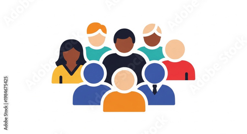 Diverse group of people standing together illustration.