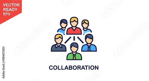 Teamwork Collaboration Concept with Connected People Icons.