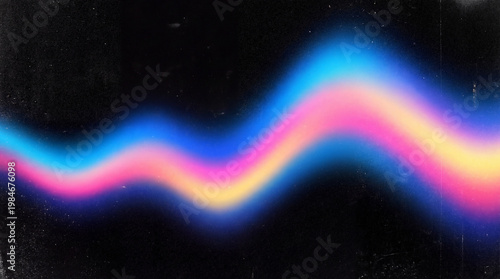 Abstract Neon Wave Sound Spectrum on Dark Textured Background