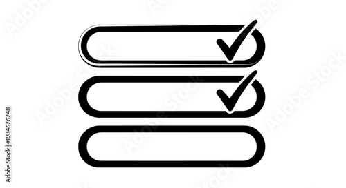 Three blank checklist items with checkmarks on a white background, representing tasks completed or a to-do list