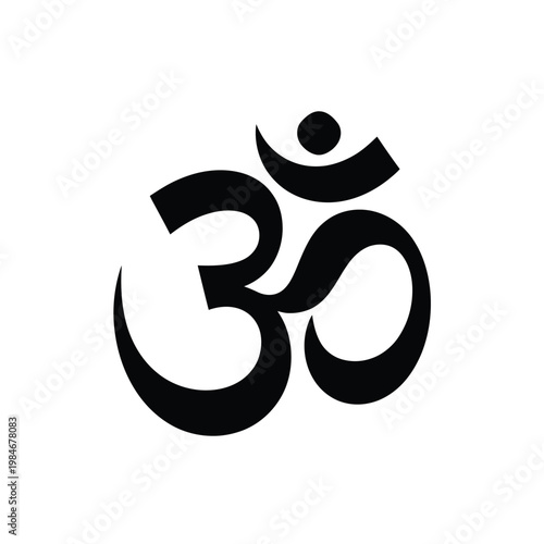 A striking black and white image of the sacred om symbol
