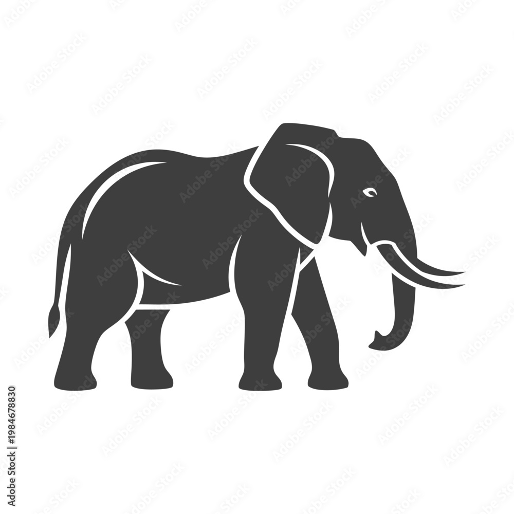 Fototapeta premium Majestic Elephant Silhouette Walking Gracefully.