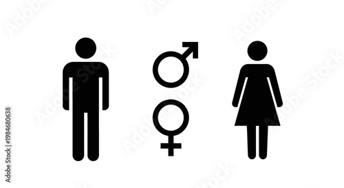 Gender symbols and icons representing male and female individuals and their relationships