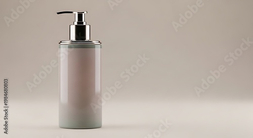 Cosmetic pump bottle with blank label for branding and product placement