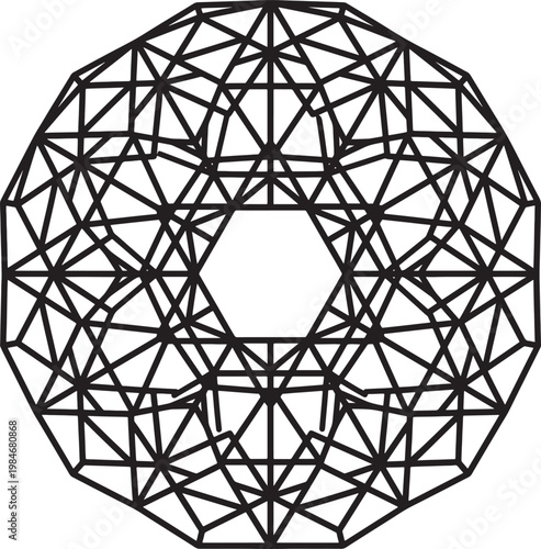 Intricate geometric design featuring a geodesic dome like circular pattern