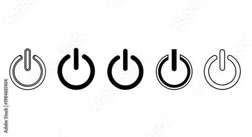 Collection of Power Button Icons - Start, Stop, On, Off, Reboot Symbols