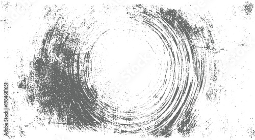 Grungy distressed circular brush stroke texture with speckles and scratches grunge background abstract