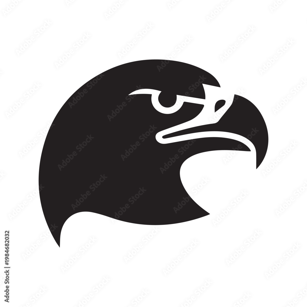 Obraz premium Eagle head logo icon vector illustration, falcon mascot silhouette isolated on white background