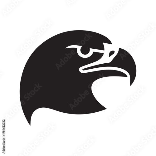 Eagle head logo icon vector illustration, falcon mascot silhouette isolated on white background