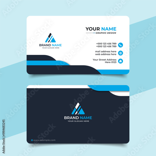 Creative modern blue business card design  name card corporate visiting card and simple clean template vector design