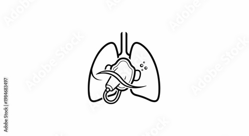 Stylized lungs with an oxygen mask inside