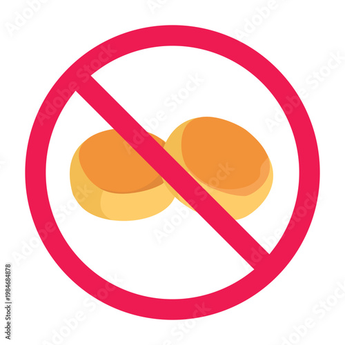 No bakpia sign, no bean pastries, do not eat sweet snacks, sweet food prohibited symbol