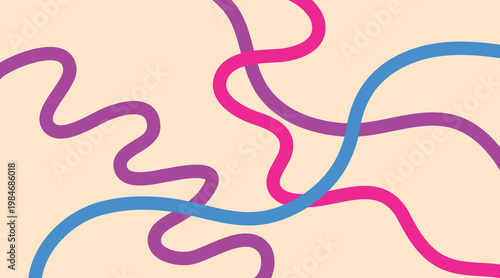Colorful abstract background with wavy lines in pink blue and purple hues on beige  a vibrant and playful design element for creative projects