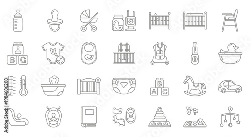 Various household objects and tools icons.