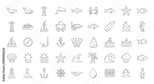 Various ocean and sea icons.