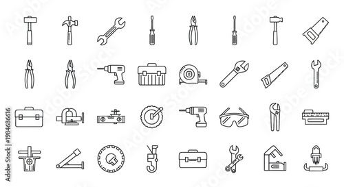 Collection of various hand tools icons.