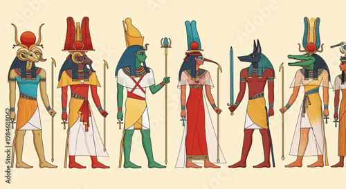 Ancient Egyptian Gods Pantheon, Gods of Egypt, Mythology, Hieroglyphs
