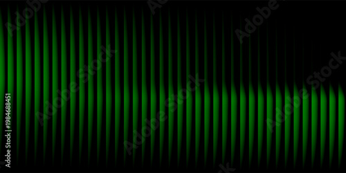 Dark green neon gradient ribbed glass. Vector ribbed glass texture background. Mesh gradient. acrylic ribbed bath surface. Reeded glass background semitransparent overlay. Bath wall window